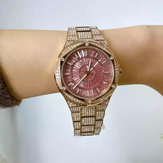 Michael Kors MK6992 Lennox Pave Glitz Pink Crystal Rose Gold Watch