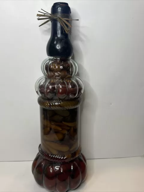Oil Vinegar Infused Green & Red Peppers Decorative Kitchen Glass Bottle 21 x 7”