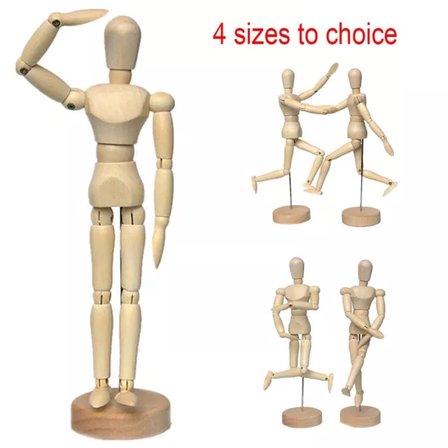 Wooden Manikin Human Figure Mannequin Jointed Doll Artist Draw Painting Model UK