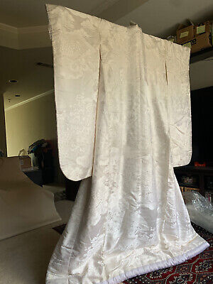 Vintage Embroidered Japanese Uchikake White Shiromuku Wedding Kimono  3