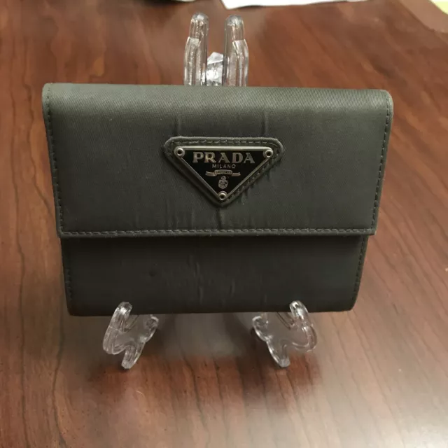 PRADA Coin Purse Wallet Saffiano Nylon Gray