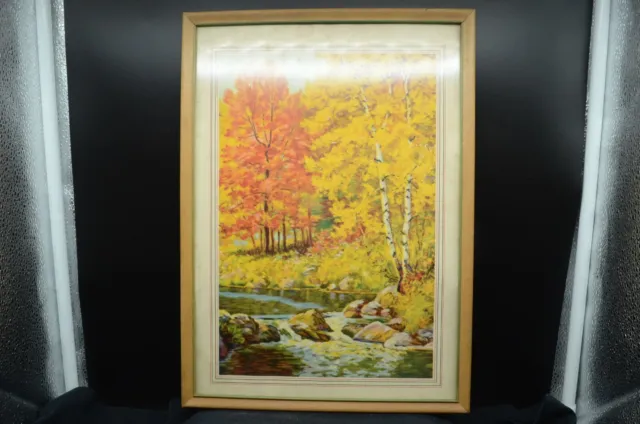 Vtg 1950s Reliance No 1624 Wood Framed Picture-Autumn Scene-Reliance Co./Chicago