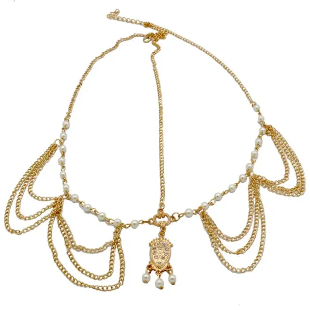 Dainty Women Head Chain Golden Crystal Bridal Head Chain Headpiece For Women