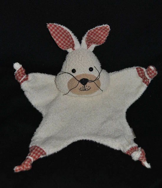 Peluche Doudou Lapin Plat STERNTALER  Eponge Beige Creme Carreau Hochet TTBE