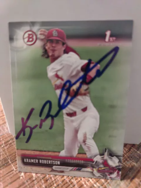 Kramer Robertson Autograph 2017 Bowman Draft Signed Baseball Card Cardinals
