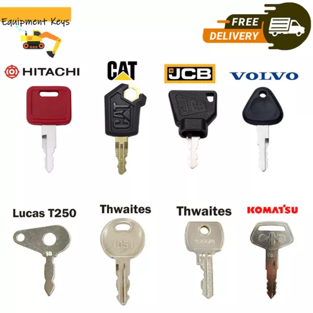 8 Master Plant Key Excavator Dumper JCB Komatsu Volvo Thwaites CAT Hitachi Lucas