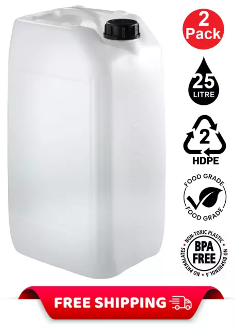 2 x 25L LITRE PLASTIC WATER CONTAINER CARRIER FOOD DRUM JERRYCAN JERRICAN V18