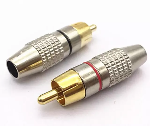 2x Metal RCA Phono Connector Male Plug Solder Connection Audio Terminal Adapter