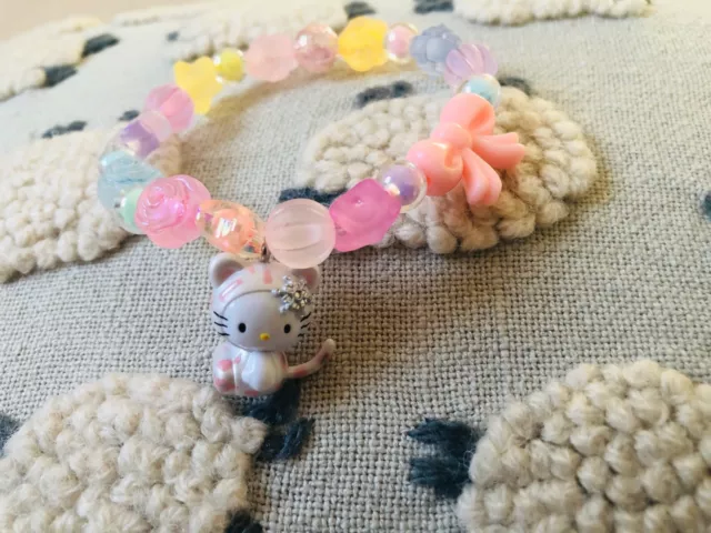 Pink Hello Kitty Princess European Charm Bracelet With Red Heart Crown  Charm 