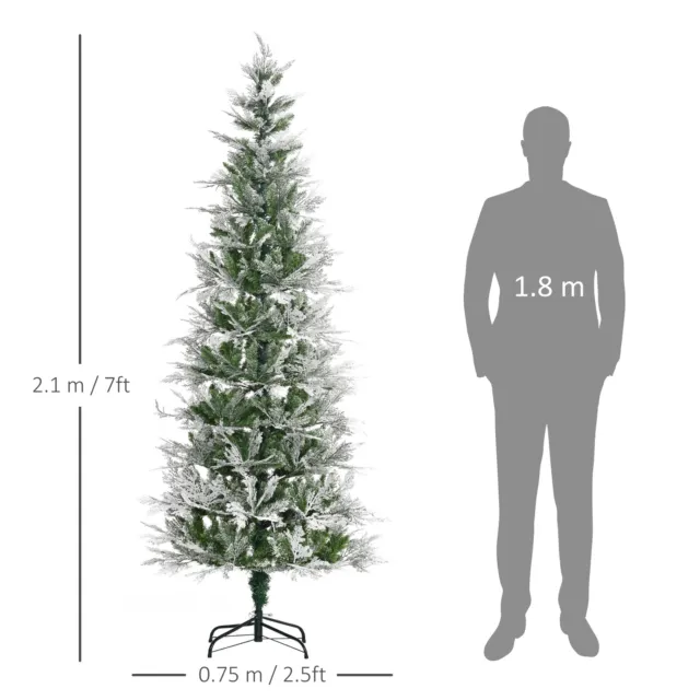 HOMCOM 7 Foot Snow Flocked Artificial Christmas Tree Holiday, Refurbished 3