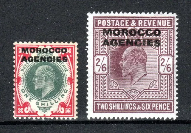 Morocco Agencies 1907 1s and 2s 6d GB opts SG 37-38 MH