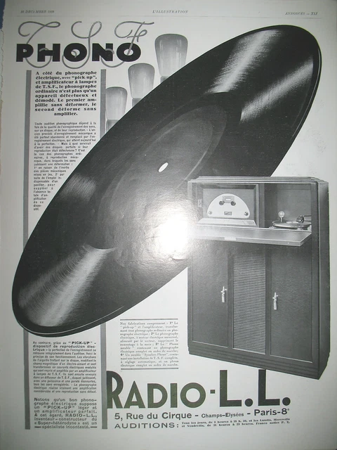 Publicite De Presse Radio L.l. Phonographe Electrique Pick-Up French Ad 1928