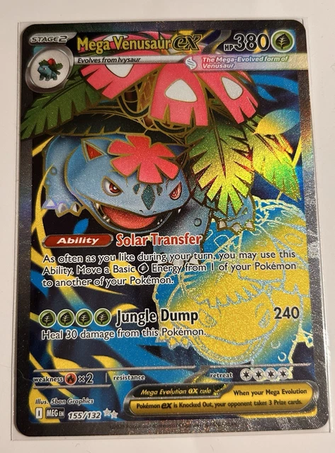 POKÉMON TCG MEGA Evolutions Mega Venasaur EX Full Art Card 155/132 NM ...
