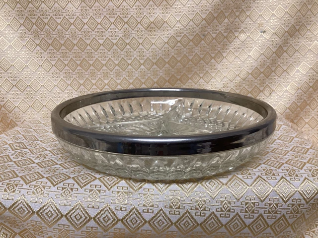 Plateau Serviteur En Verre Ciselé - 4 Compartiments, Transparent