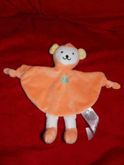 Doudou Plat Singe Orange et Blanc Palmier  Bisous d'Ange Tom & Kiddy NEUF 2 disp