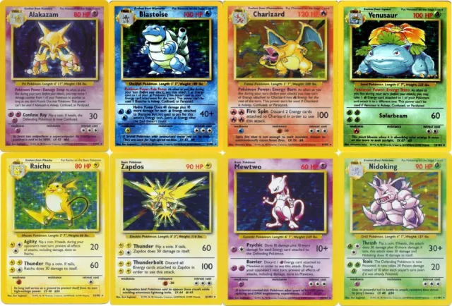 Pokemon cards Base set RARE HOLO (Blastoise, Alakazam, Charizard, Venusaur etc)
