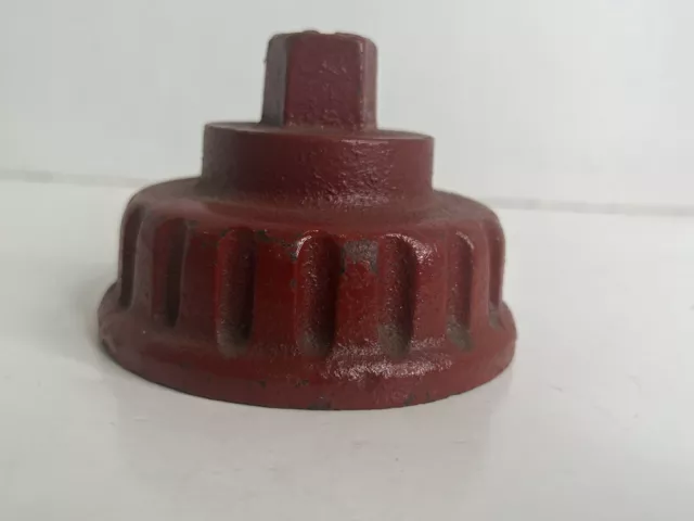 Vintage Cast Iron Fire Hydrant Cap Red, 1 1/8 On Top