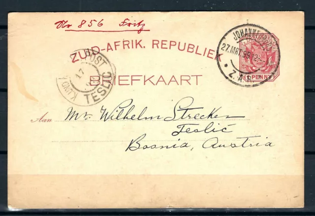 Old Austria Bosnia Incoming Mail From Sud Africa 1899. Very Rare Rrr!