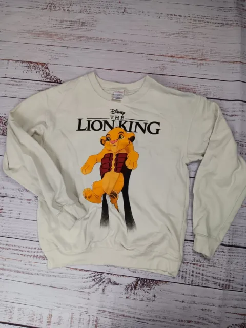 The Lion King Simba Pullover Sweatshirt Disney Womens Medium Jrs 7-9  Beige