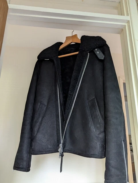 ALL SAINTS DEKLEY Shearling Leather Jacket 325.00 PicClick UK