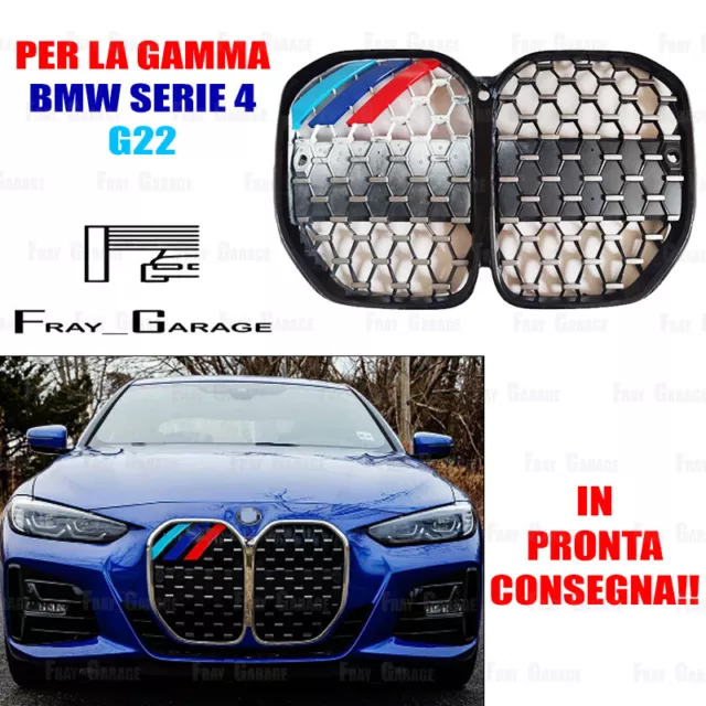 3x Cover Strisce Griglia Plastica M Style per BMW Serie 4 [G22 G23] dal 2020 poi