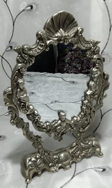 Vintage Silver French Victorian Cherub Swing Mirror  collectable 196th