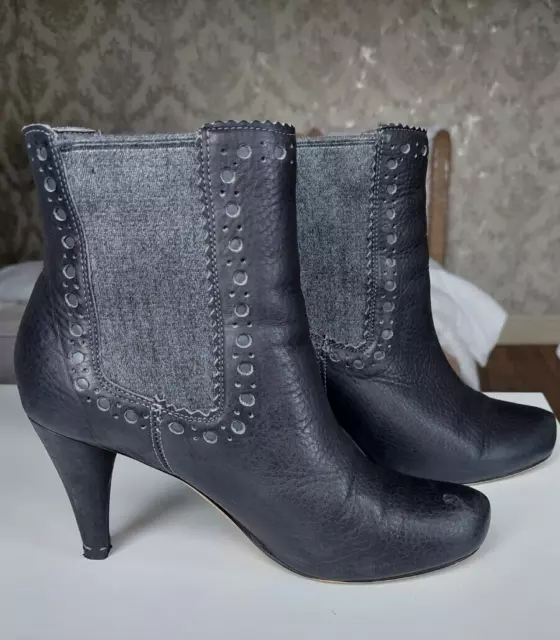 NEW CLARKS DALIA Bella Grey Leather High Heel Smart Brogue Ankle Boots sz 7.5 D 24.99 PicClick UK