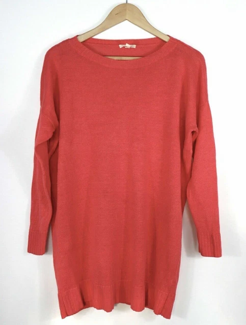 Eileen Fisher Damen-Pullover-Bluse, übergroß, 100 % Bio-Leinen, Koralle,...
