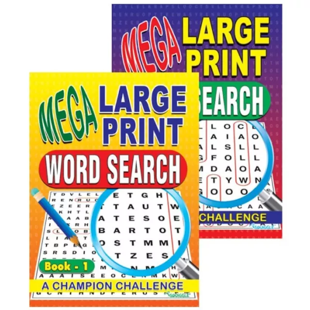 Mega Large Print Word Search Books - 2 Pack Adults Hard Travel Puzzle Activity