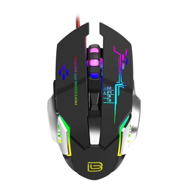 PREYON Falcon Gaming Ratón con Cable con Iluminación RGB Y Cable Trenzado - Ratón para Computadora con Interruptores Omron 20M - Sensor Óptico 12400 dpi - 9 Botones Programables