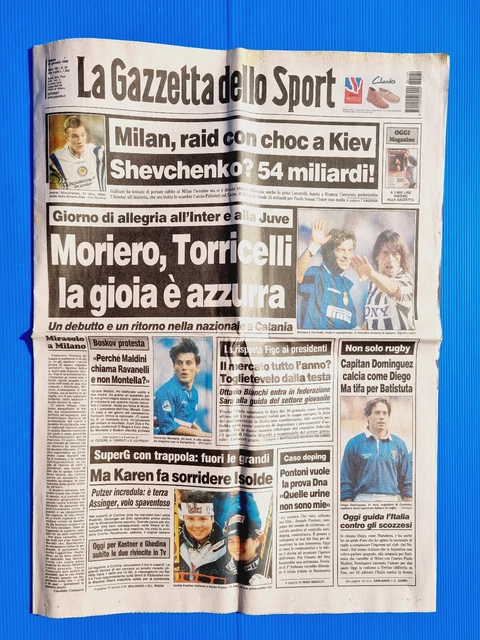 GAZZETTA DELLO SPORT 30 LUGLIO 1998 PANTANI BOLOGNA PARAMATTI SHEVCHENKO DE BOER