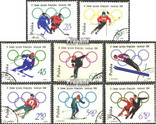 Poland 1457A-1464A (complete issue) used 1964 olympic. Winter G