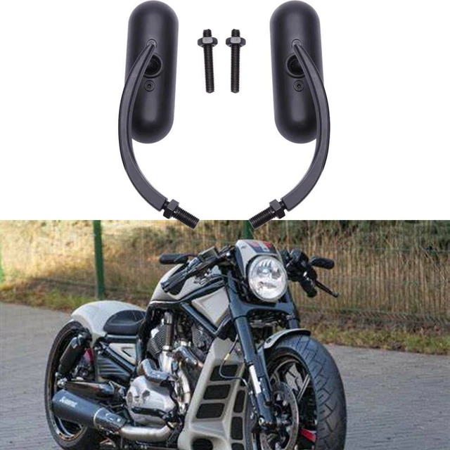 Retro Black Bar End Mirrors with Heavy Weight Compatible for Harley Sportster Dyna Softail XG Street