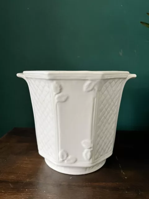 Arthur Wood White Ceramic Jardiniere Plant Pot Planter Vintage