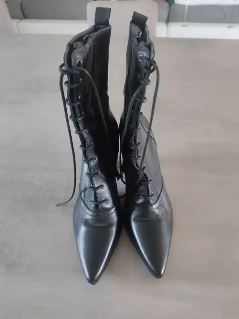 Bottines pointues cuir noir San Marina taille 37