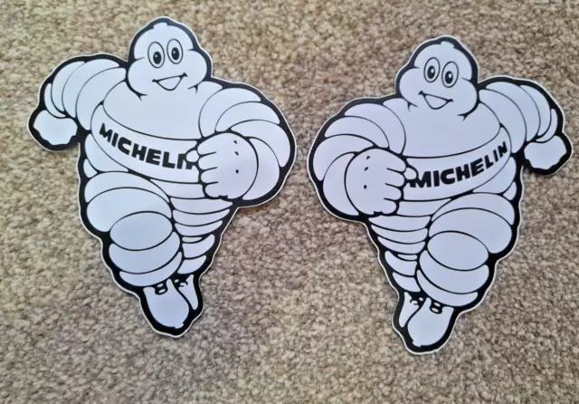 Michelin Man Bibendum Graphic Stickers X 2 Iconic Michelin Man running Pair