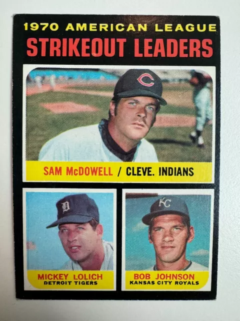 1971 Topps AL Strikeout LEADERS #71 Sam McDowell Mickey Lolich Bob Johnson