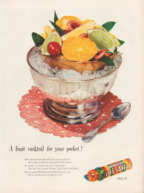 Print Ad Life Savers 1947 Five Flavor Fruit Cocktail Full Page 10.5"x13.5"