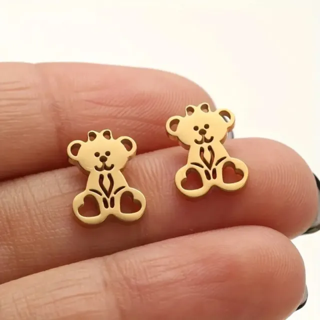 1 Paar Ohrringe - Ohrstecker - Gold - Motiv: Bär - Modeschmuck vergoldet
