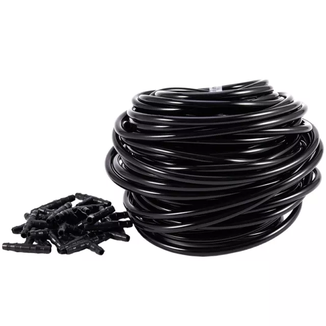 5X(20m 4/7mm Hose Garden Water Micro-Irrigation Pipe With 20 Pcs Tee8963