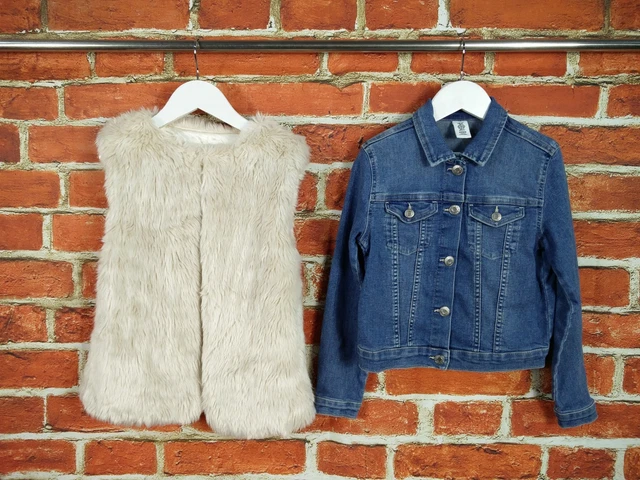 Girls Bundle Age 8-9 Years Young Dimension H&M Faux Fur Gilet Denim Jacket 134Cm