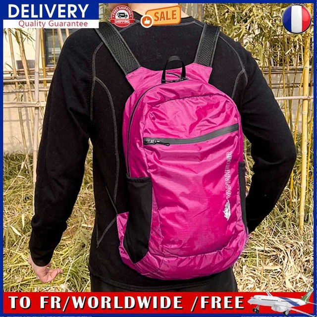 Nylon Foldable Backpack Camping Folding Travel Daypack for Cycling (Rose Red)