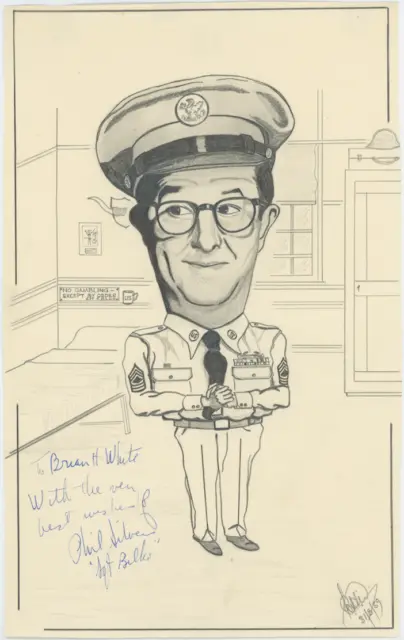 Phil Silvers Autographed Signed Original Hand Drawn Sketch Photo AMCo COA 24678