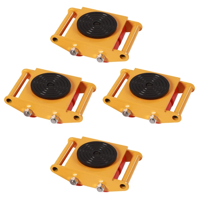 4PC Set 6Ton Heavy Duty Machine Dolly Skate Machinery Roller Mover Cargo Trolley