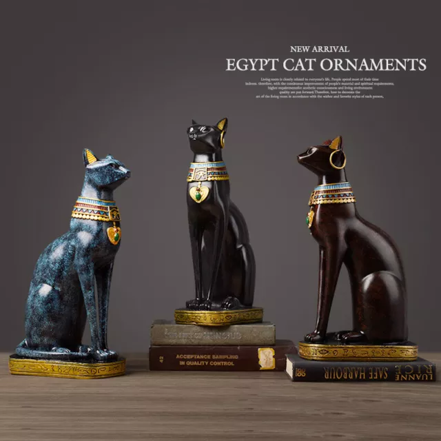 Statue de Chat en Résine Représentant la Déesse Egyptienne Bastet Antique Noir
