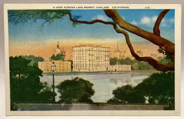 A View Across Lake Merrit, Oakland, California CA Vintage White Border Postcard