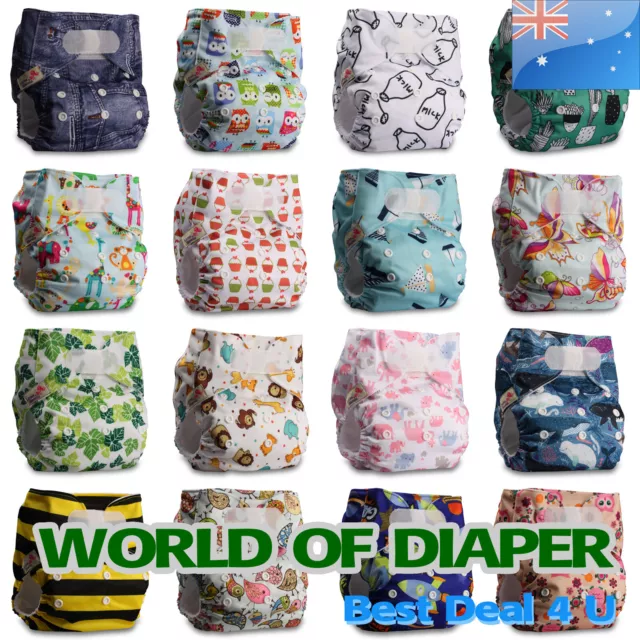 Baby Washable Reusable Real Cloth STANDARD Hook-Loop Pocket Nappy Diaper Booster