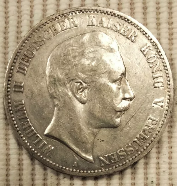 5 Mark 1902 A -Silber- Wilhelm II  Deutscher Kaiser König  von Preußen  SS  #024