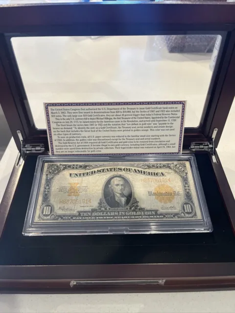 1922 ($10) Ten Dollar Gold Certificate  Large Note