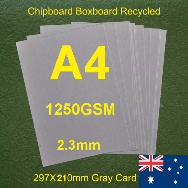 35 X A4 Chipboard Boxboard Cardboard Recycled Gray Card 1250gsm 2.3mm Plus